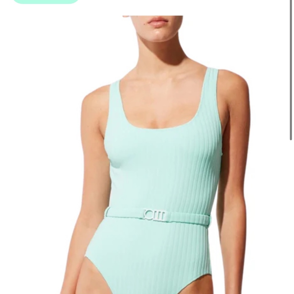 SOLID & STRIPED one peice Annemarie belt- solid rib in mint